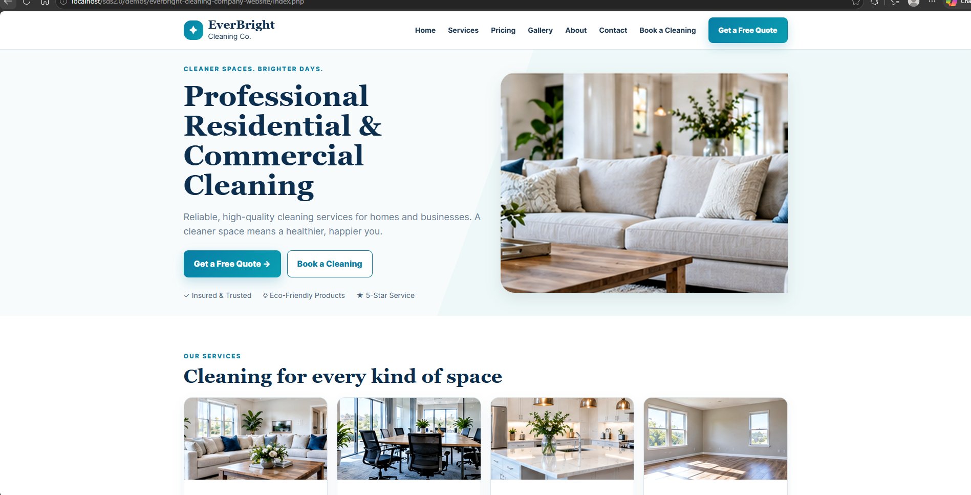 EverBright Cleaning Company Website preview